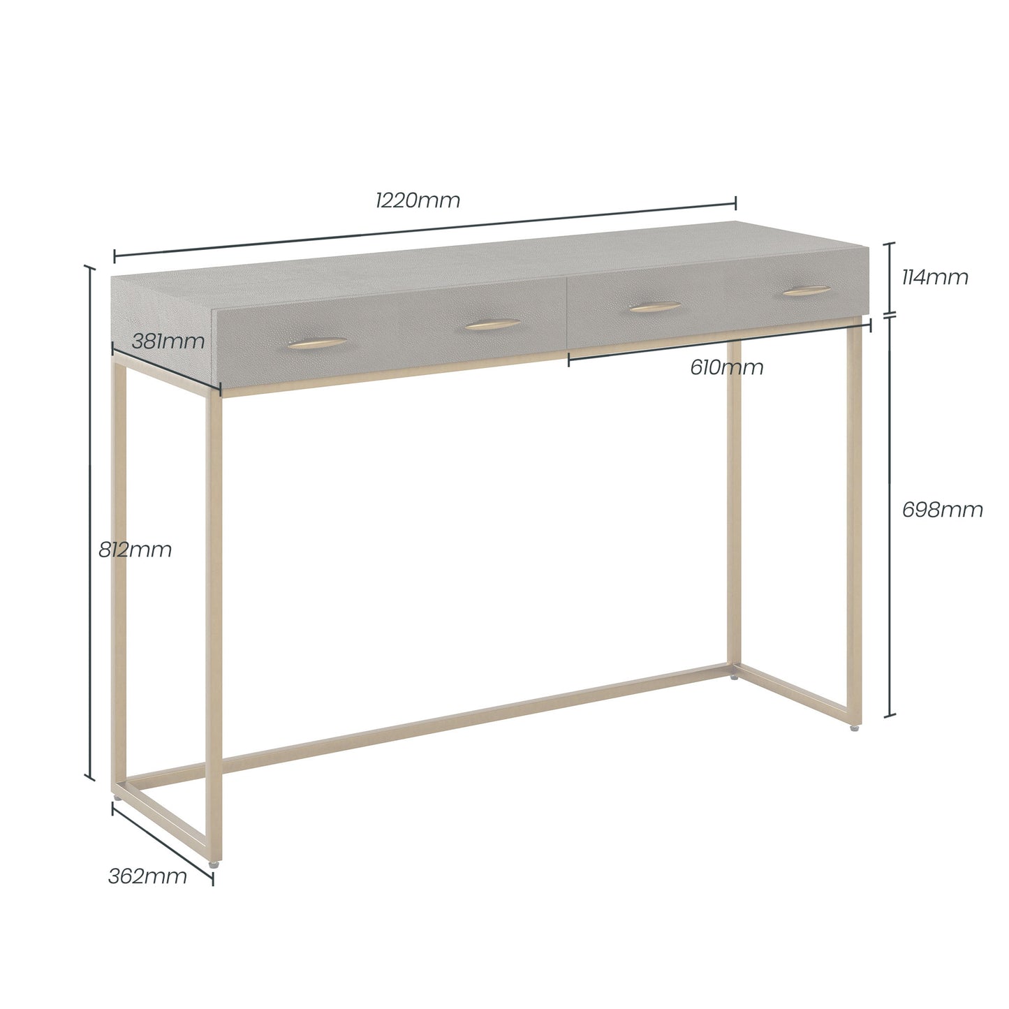 Grey Shagreen Brass Console