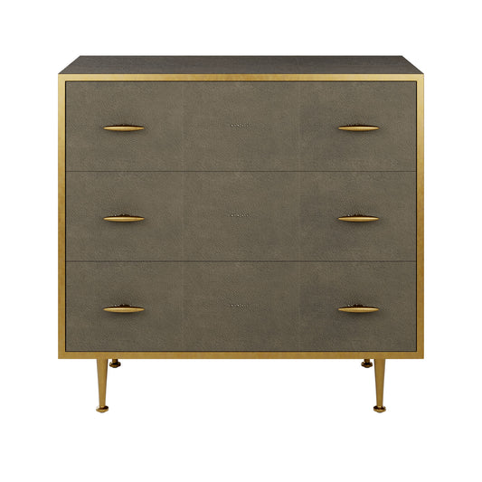 Grey Shagreen Brass Chest Of Drawers