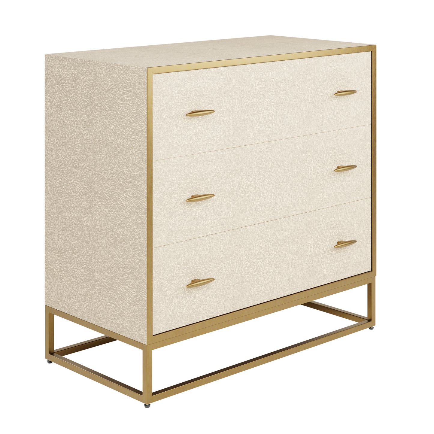 Ivory Shagreen Brass Chest Of Drawers