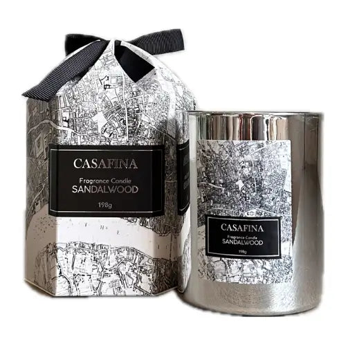 chrome-glass-sandalwood-baby-powder-scented-casafina-candle-in-black-and-white-gift-box-at-albury-house-interiors-shop-essex