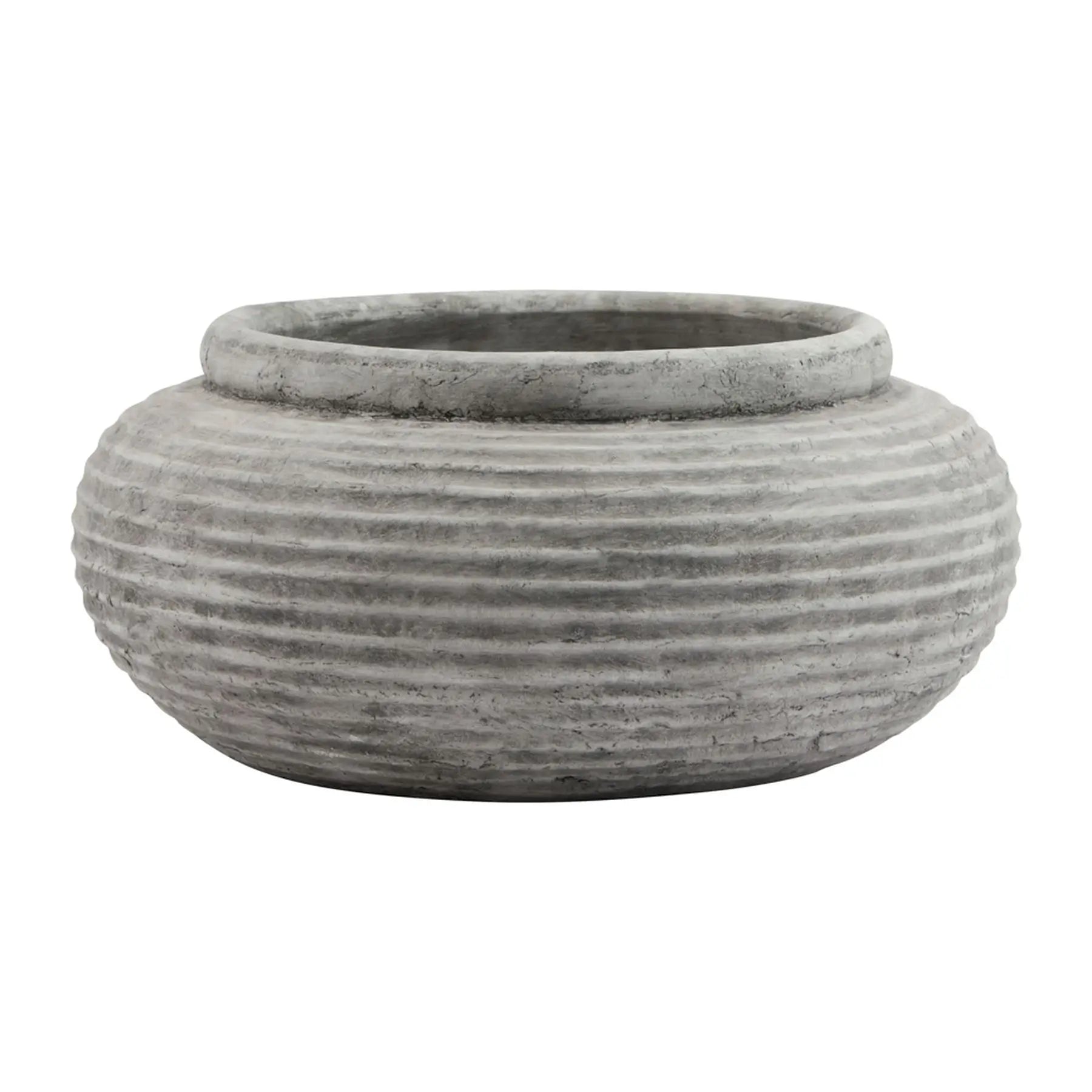 chester-grey-round-ribbed-planter-at-albury-house-interiors 
