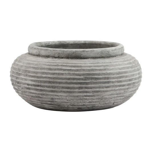 chester-grey-round-ribbed-planter-at-albury-house-interiors 