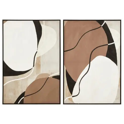 set-of-two-abstract-chocolate-brown-black-and-white-artwork-in-black-pine-wood-frames-at-albury-house-interiors