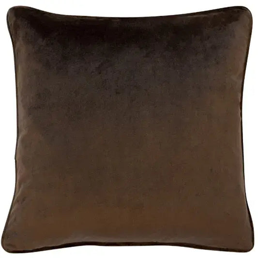 square-velvet-chocolate-brown-piped-cushion-with-feather-insert-at-albury-house-interiors
