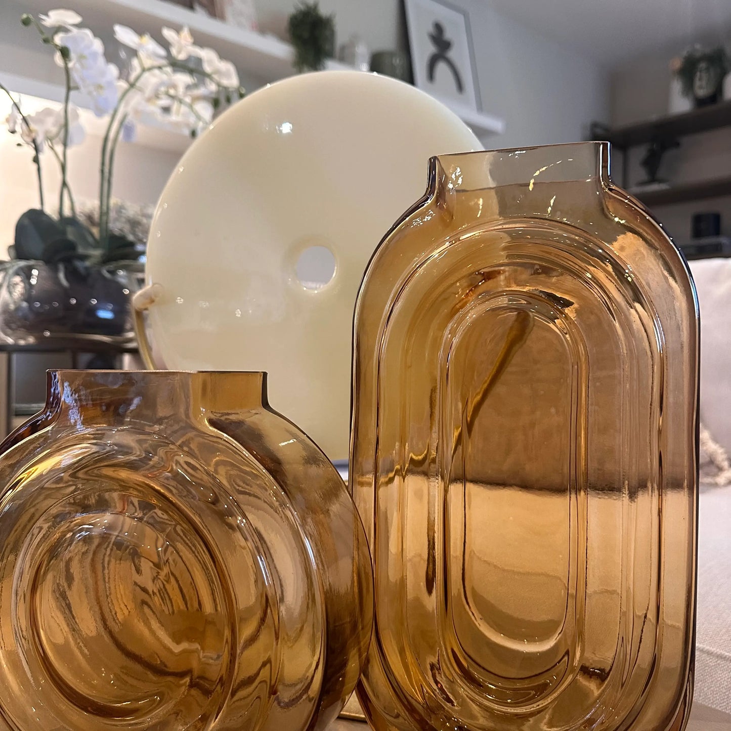 retro-look-oval-glass-vases-in-dark-orange-amber-tone-in-small-and-large-sizes-at-albury-house-interiors-essex