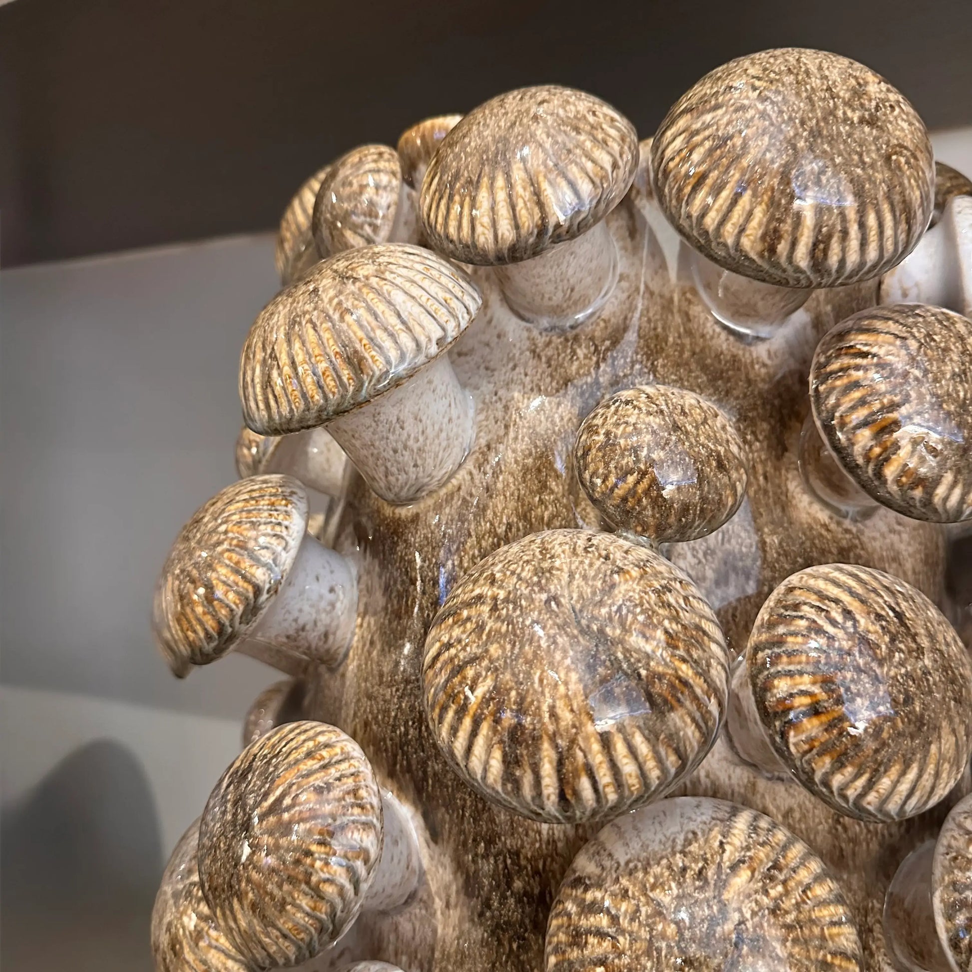 extra-large-portobello-3D-mushroom-brown-ceramic-vase-with-raw-natural-detailing-at-albury-house-interiors-home-decor-store-essex