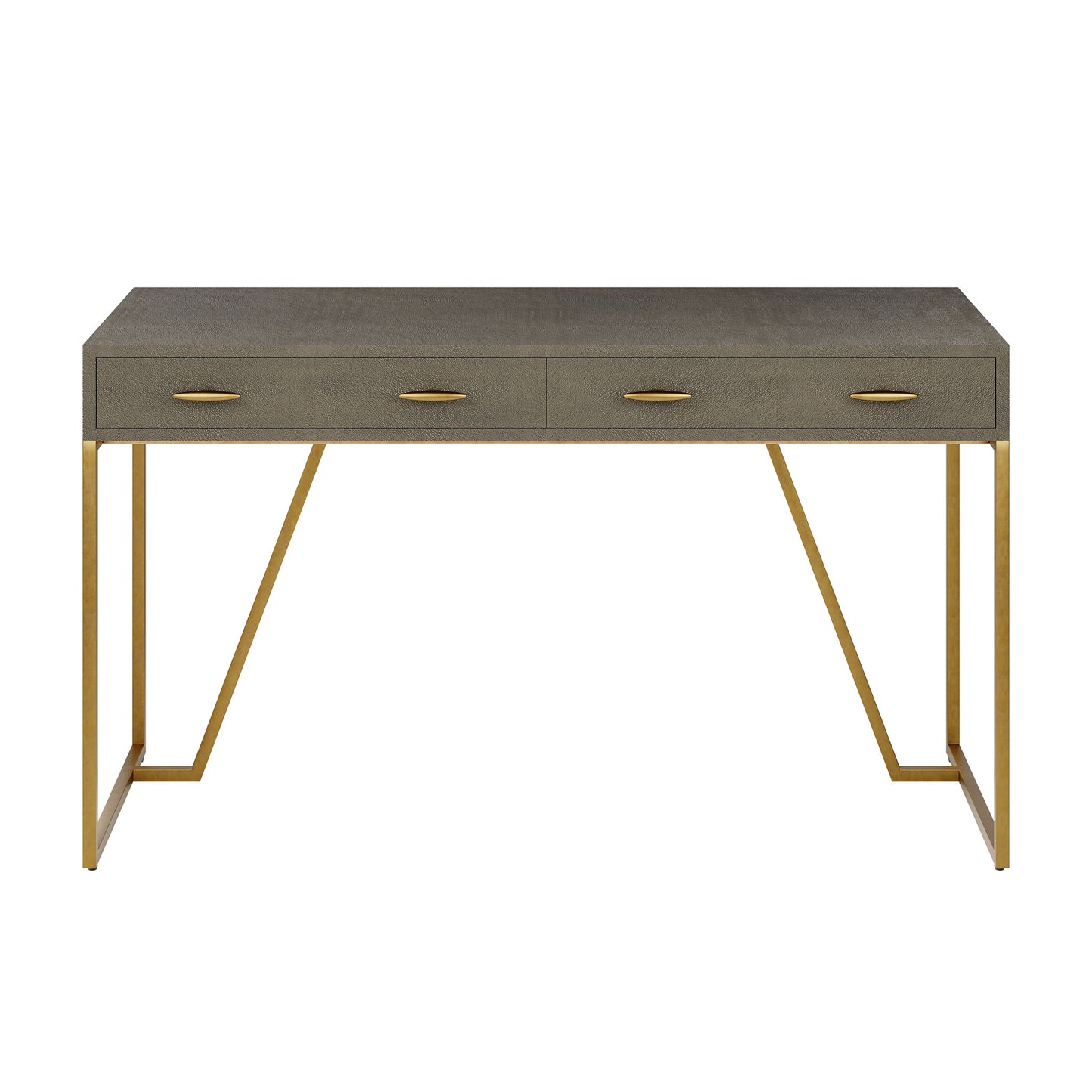 Grey Shagreen Brass Desk Console