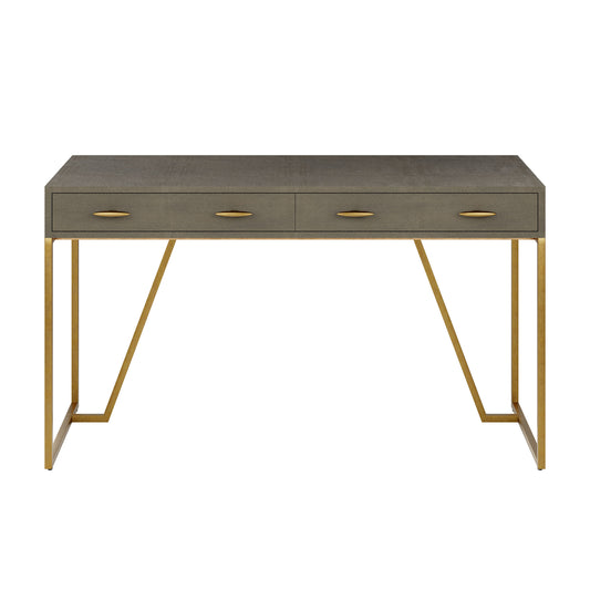 Grey Shagreen Brass Desk Console