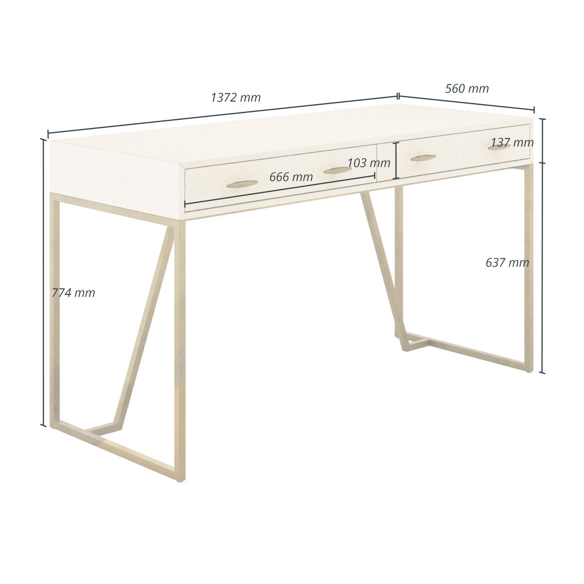 Ivory Shagreen Brass Desk Console