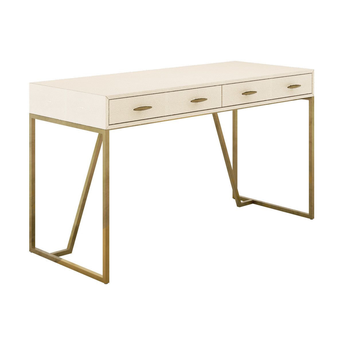 Ivory Shagreen Brass Desk Console