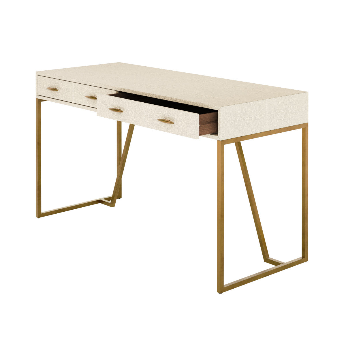 Ivory Shagreen Brass Desk Console