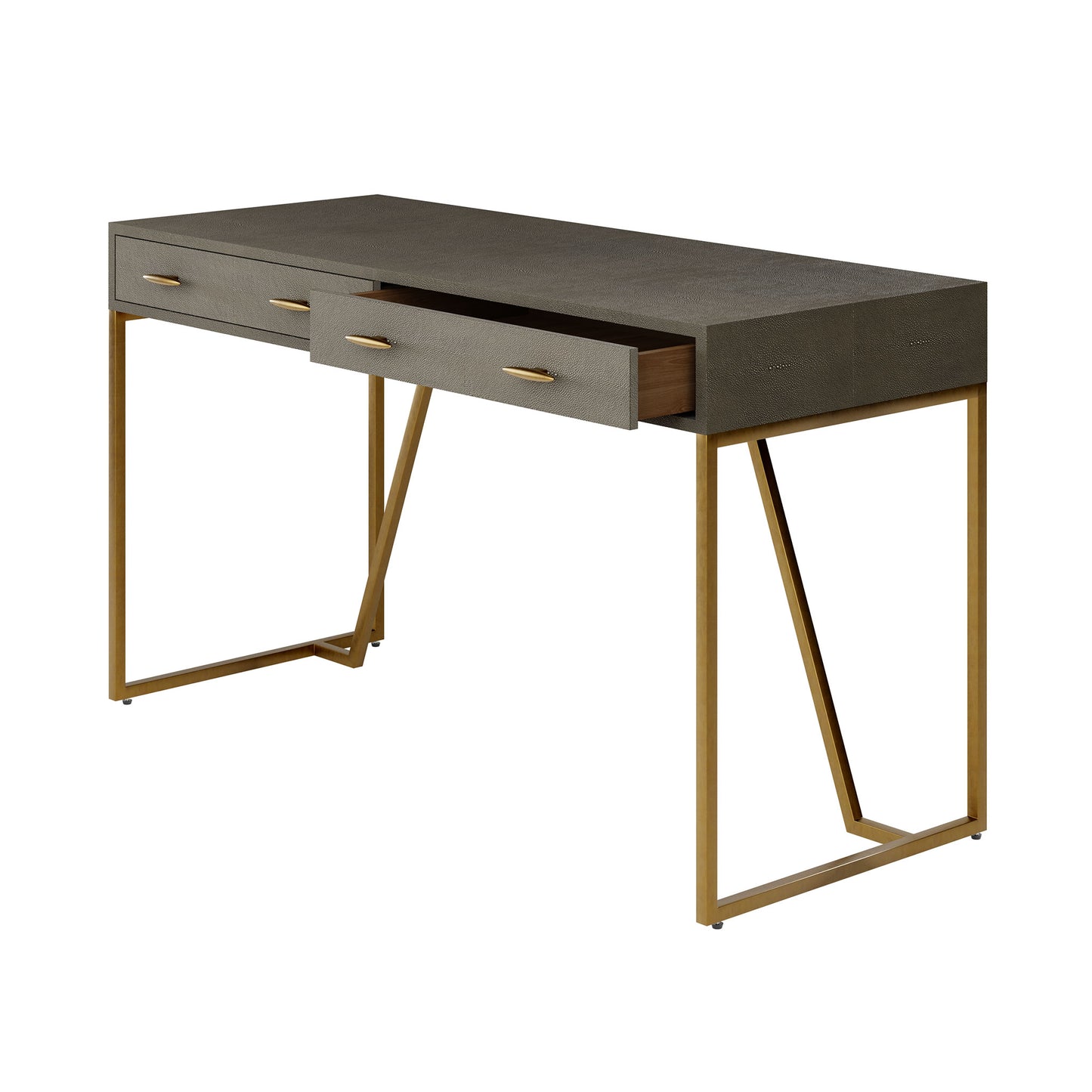 Grey Shagreen Brass Desk Console