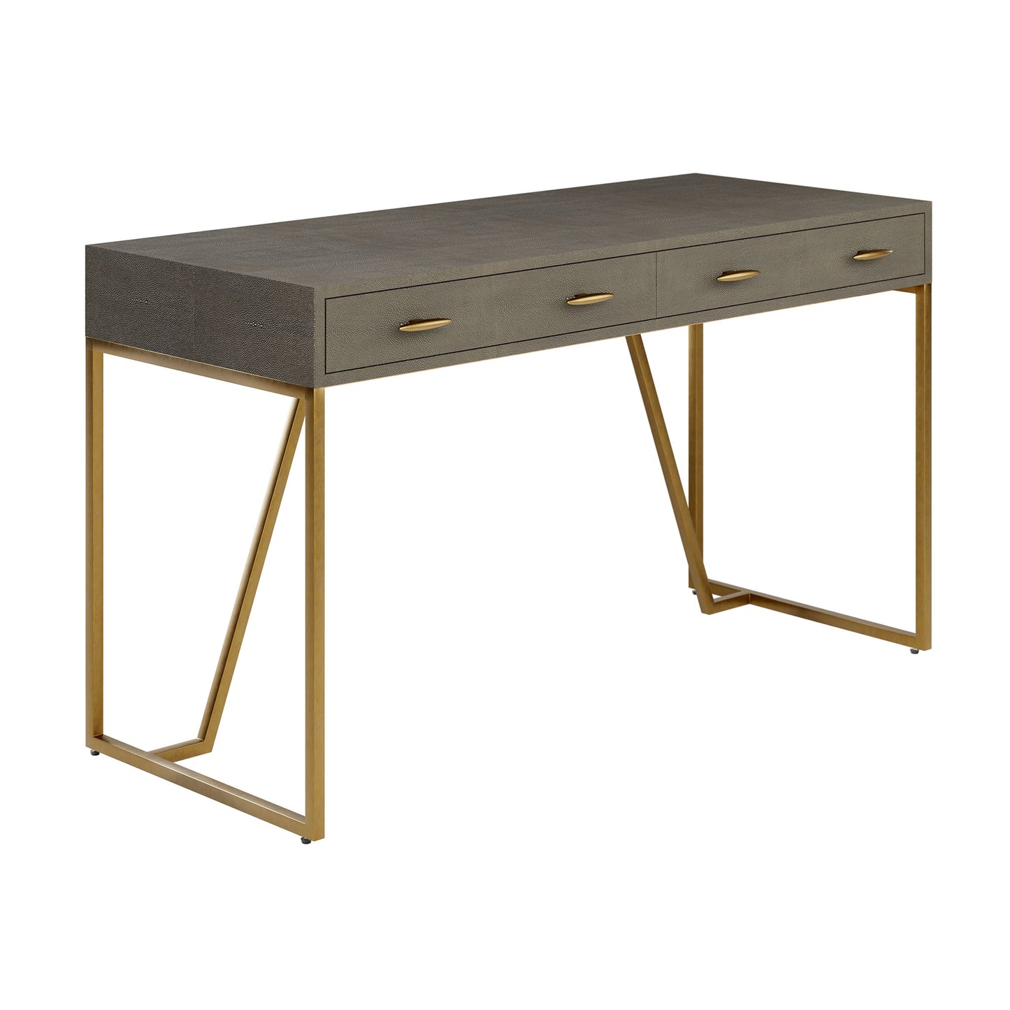 Grey Shagreen Brass Desk Console