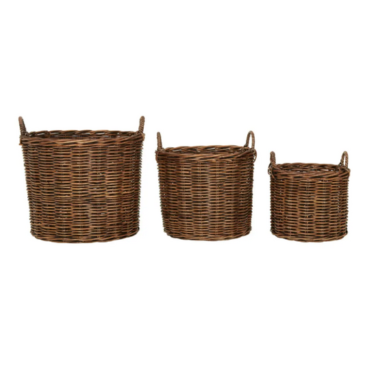 Dark Natural Rattan Basket Set