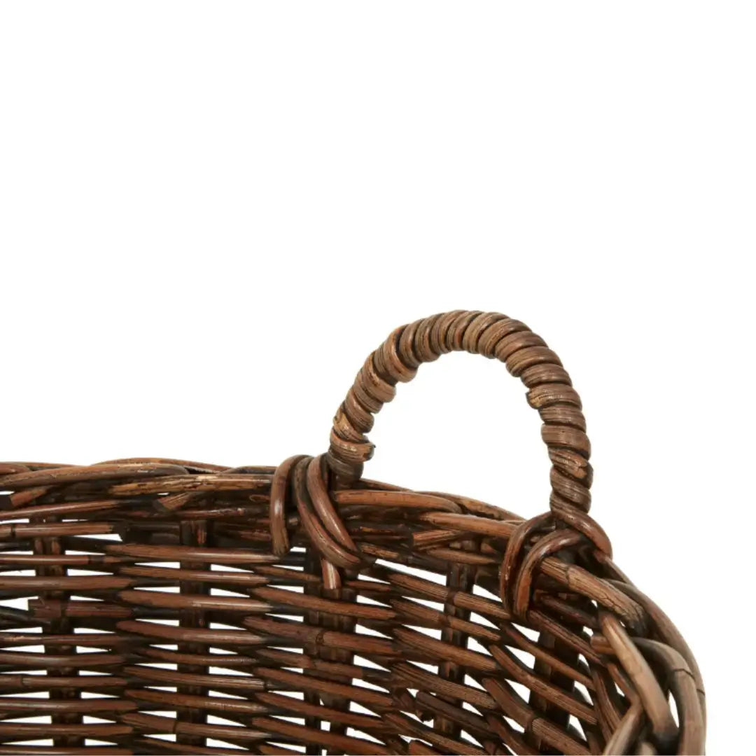 Dark natural woven rattan basket set of three in various sizes, available to purchase from Albury House Interiors.