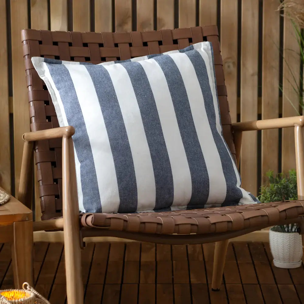 esher-outdoor-waterproof-reversible-striped-cushion-in-navy-blue-and-white-with-trimmed-edge-at-albury-house-interiors