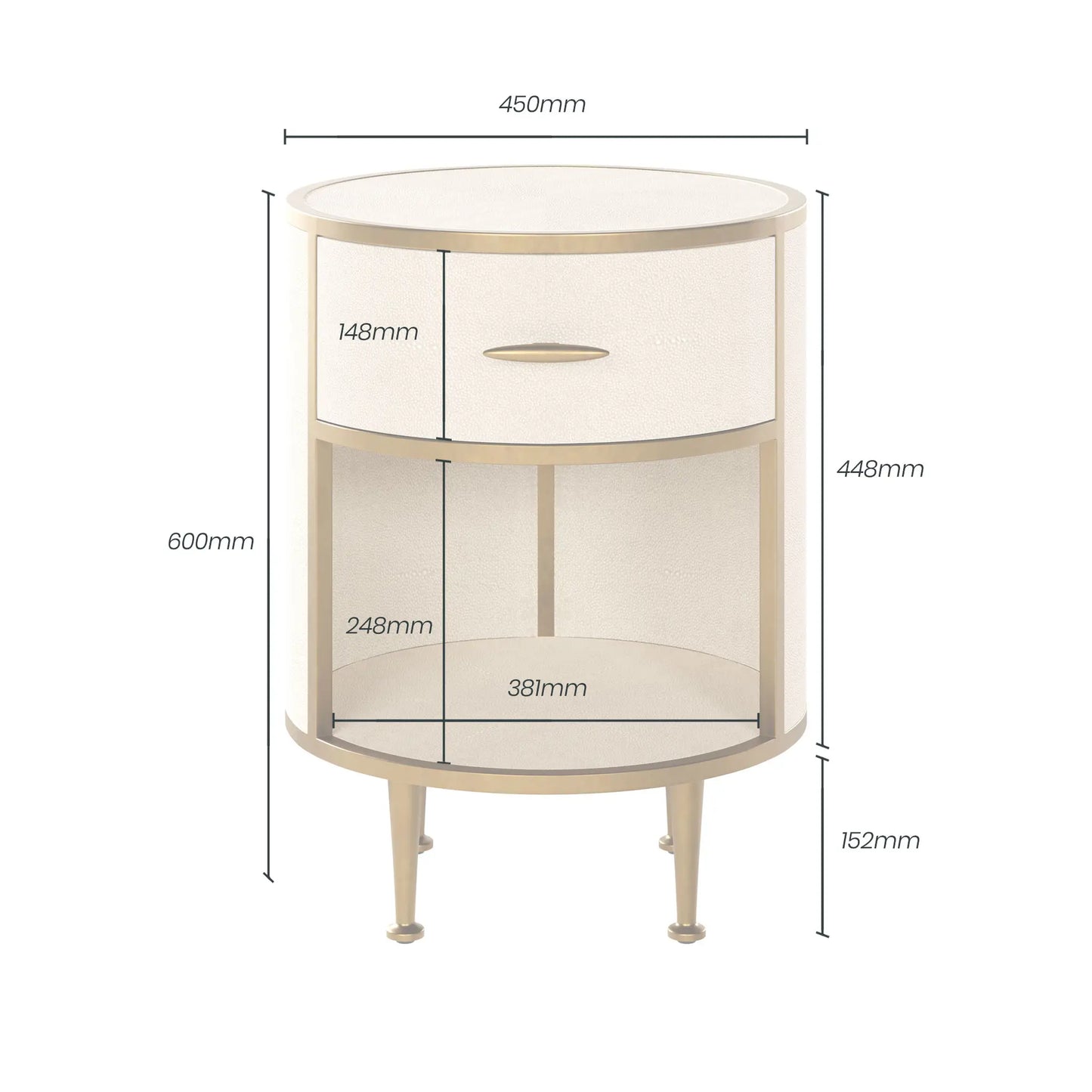 dimensons-for-faux-ivory-shagreen-fabric-bedside-tables-ound-in-shape-with-antique-brass-metal-frame-and-legs-with-single-drawer-and-shelf-interior-design-essentials-at-albury-house-interiors
