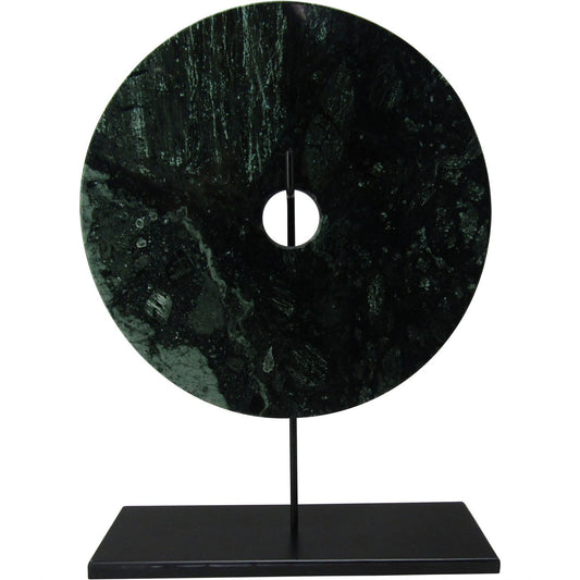 Green Marble Disc On Black Stand