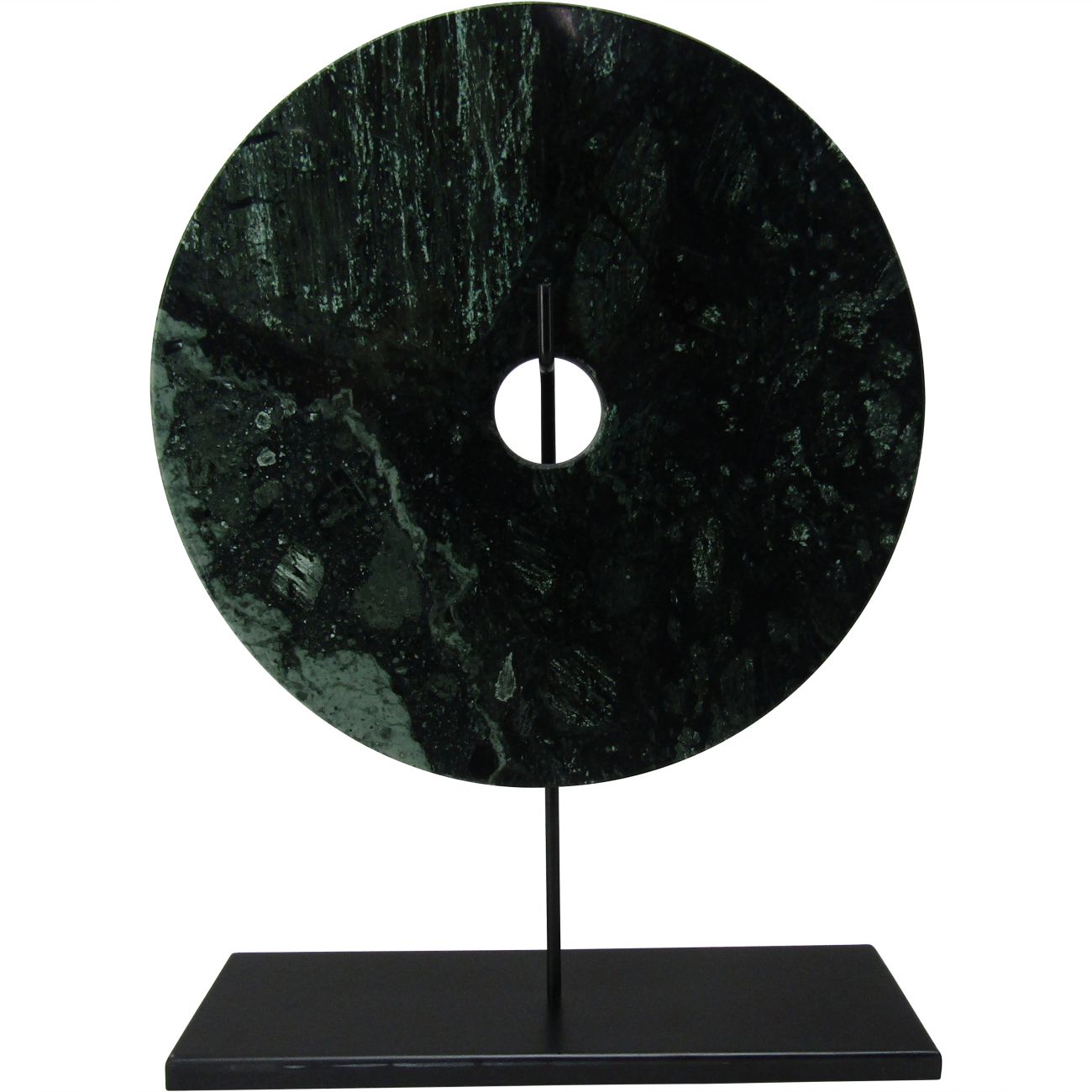 green-circle-marble-disc-on-matt-black-stand-at-albury-house-interiors