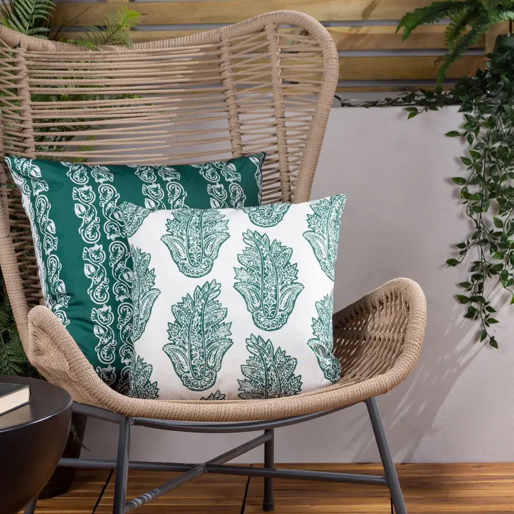 sucre-green-swirls-striped-pattern-and-paisley-pattern-printed-outdoor-garden-cushions-at-albury-house-interiors-shop-in-matching-tye-essex