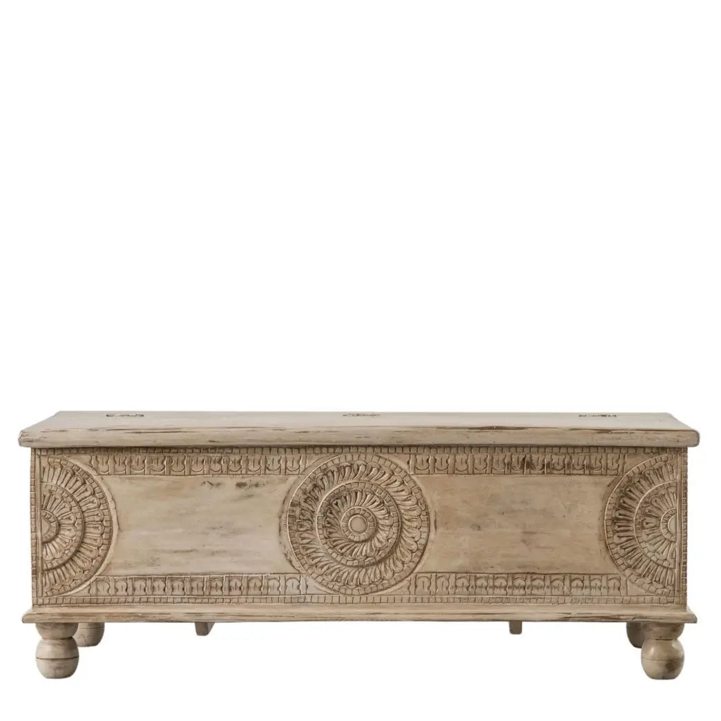hanoi-hand-carved-mango-wooden-bench-with-beautiful-details-and-round-feet-in-neutral-beige-colour-with-storage-at-albury-house-interiors-homewares-shop-essex-hertfordshire