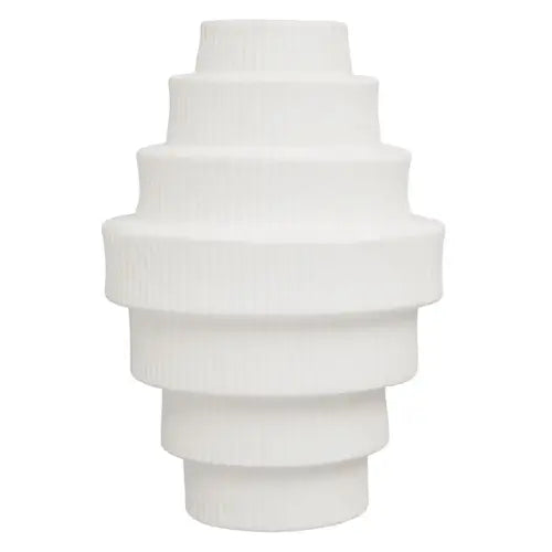 white-cermic-stepped-ribbed-vase-large-at-albury-house-interiors
