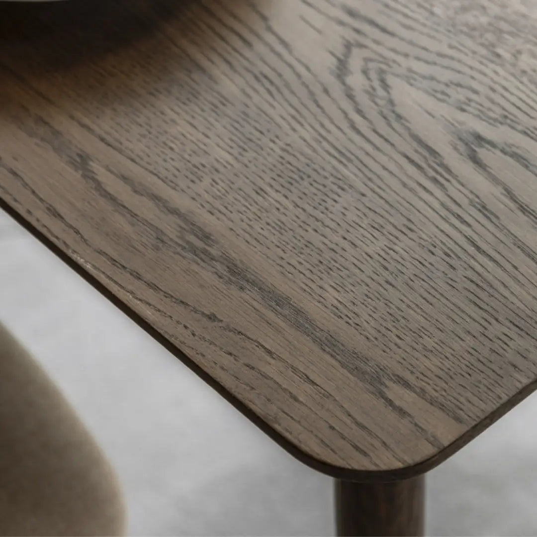 Haze dark wooden veneered dining table with matching legs, in sizes small and large. Available to purchase at Albury House Interiors. 