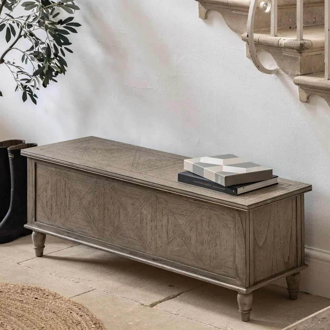 holborn-hall-bench-storage-chest-with-lifting-top-inlaid-parquet-pattern-with-brushed-finish-crafted-from-mindy-wood-at-albury-house-interiors-furniture-shop-in-essex-hertfordshire