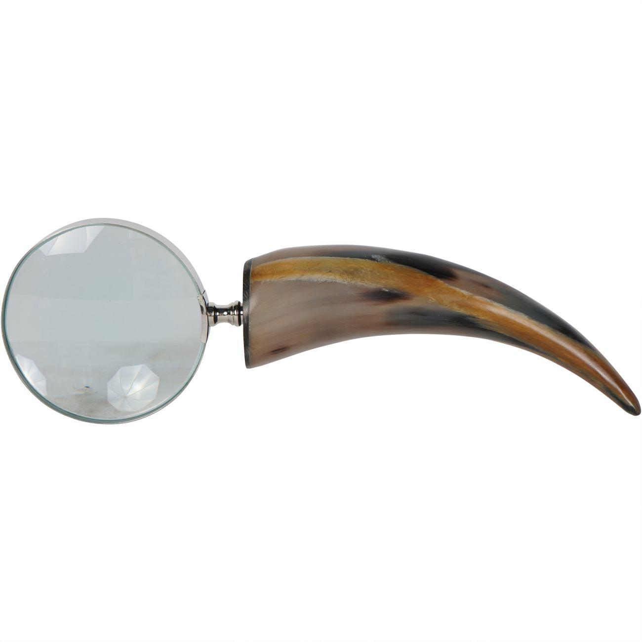 Natural horn magnifying glass crafted from recycled buffalo horn, available to purchase at Albury House Interiors, Essex. 