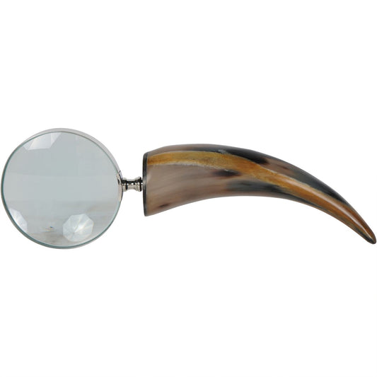 Natural horn magnifying glass crafted from recycled buffalo horn, available to purchase at Albury House Interiors, Essex. 