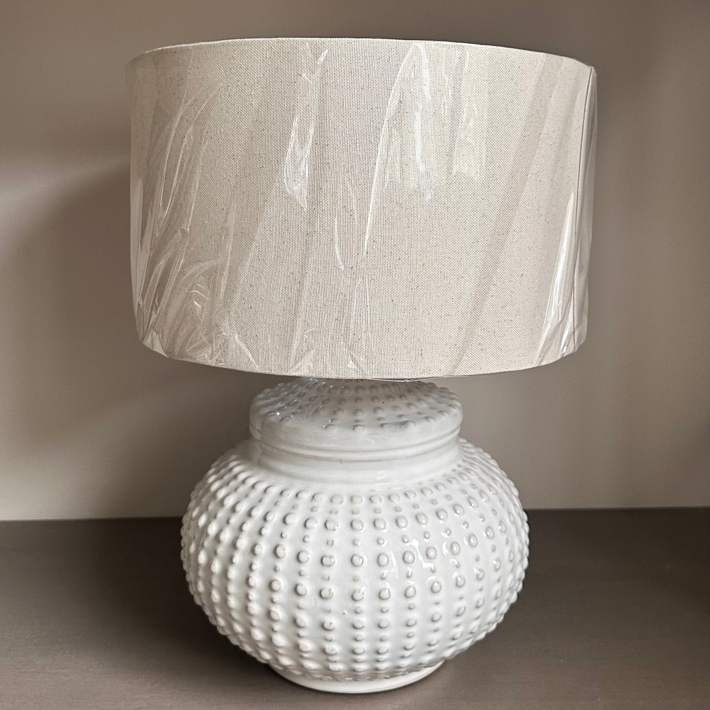 Dimple Lamp With Linen Shade