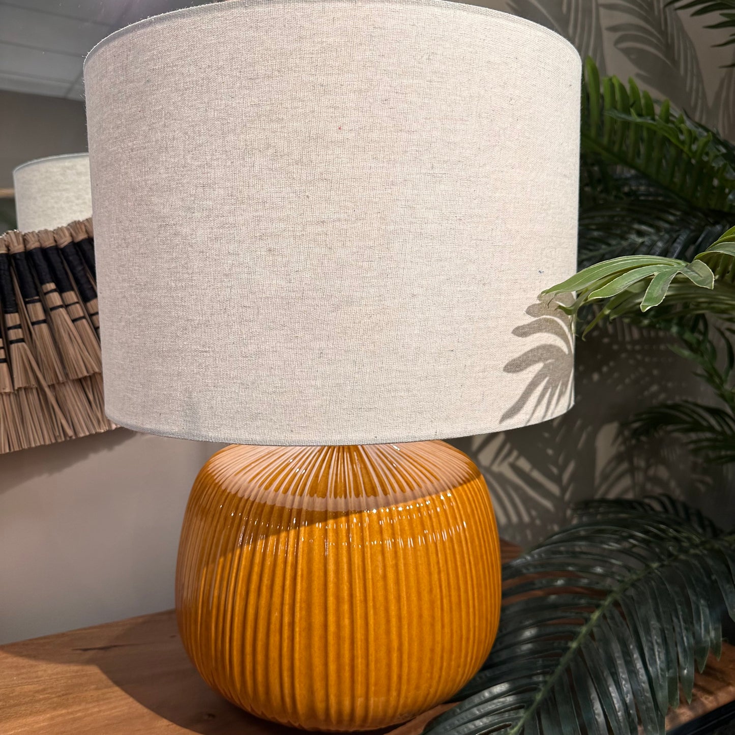 Ochre Ribbed Lamp