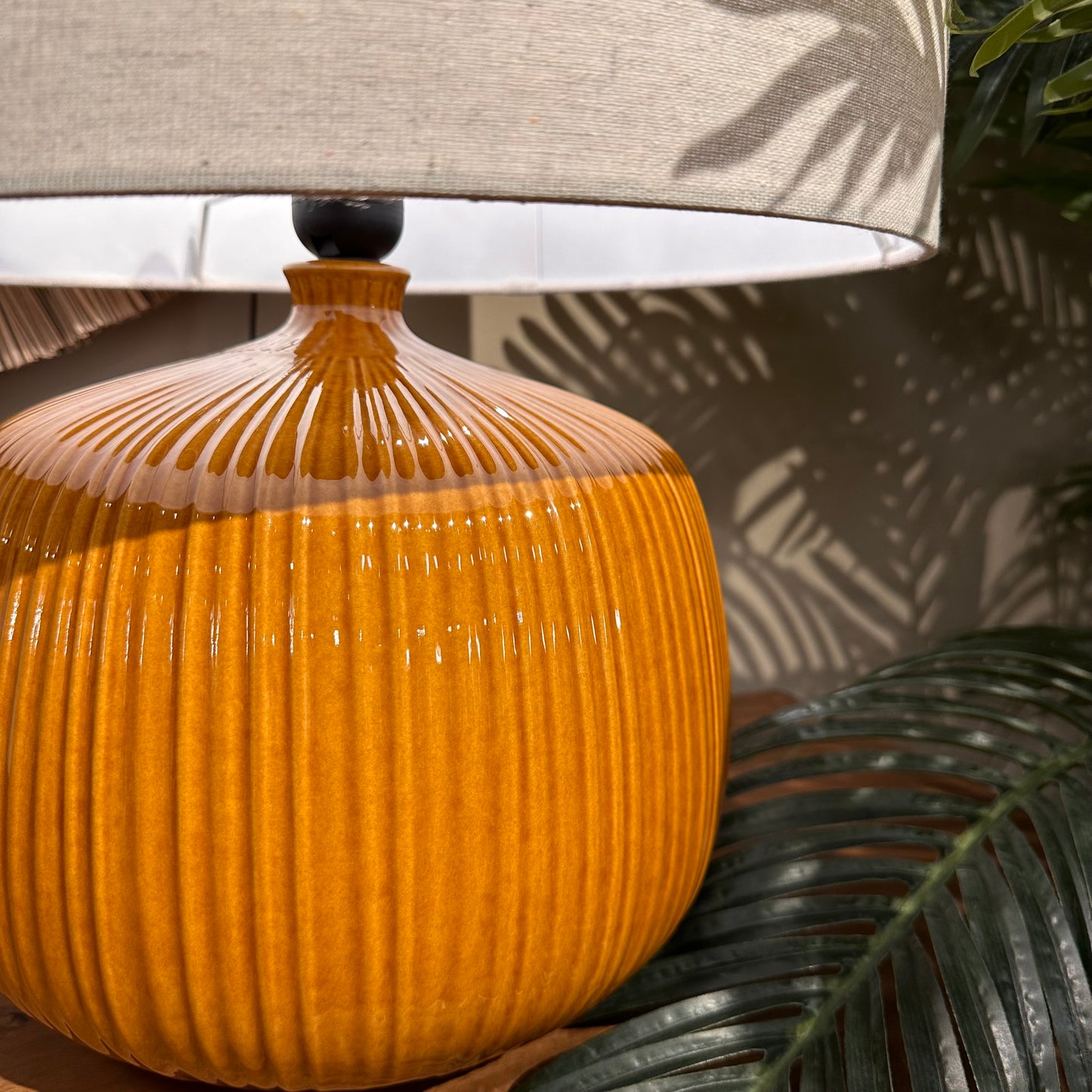 Ochre Ribbed Lamp