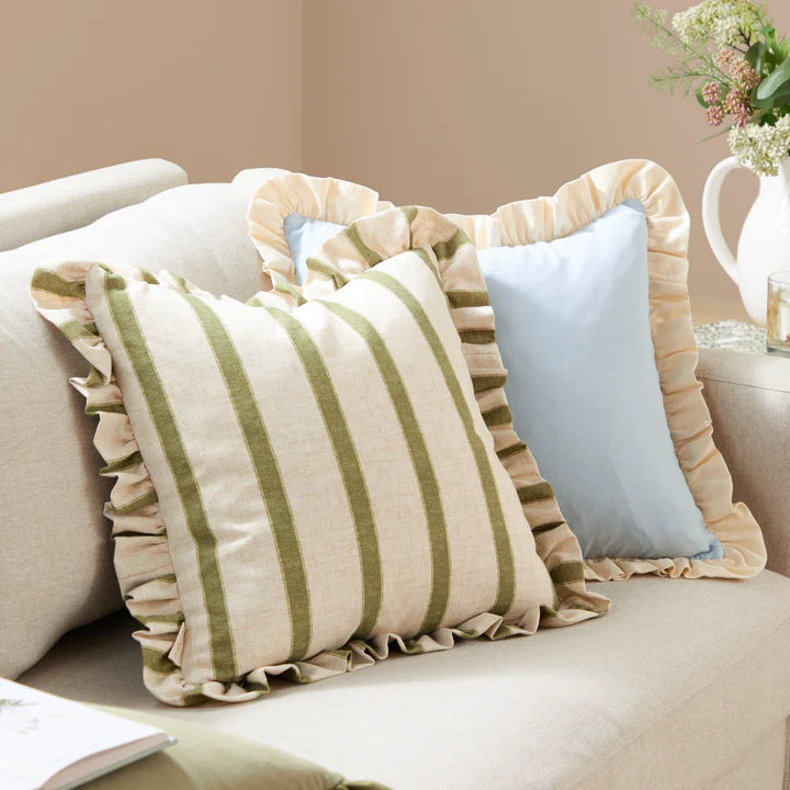 Issie Ruffle Cushion Sky Blue