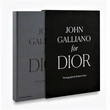 John Galliano for Dior, black and grey hardback coffee table book with sleeve, available at Albury House Interiors. 