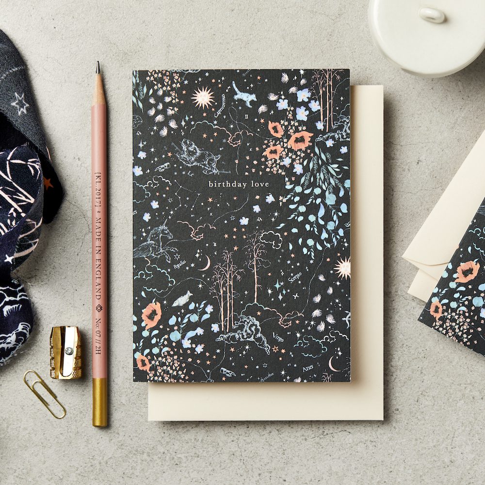 Zodiac Navy Birthday Card