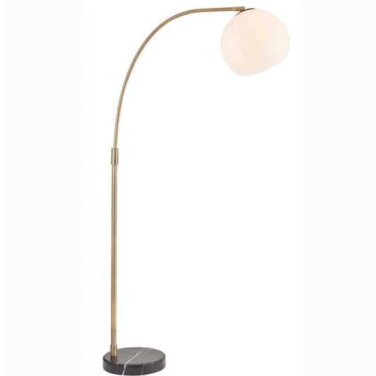 lana-brushed-brass-arched-floor-lamp-black-marble-base-white-glass-sphere-shade-albury-house-interiors