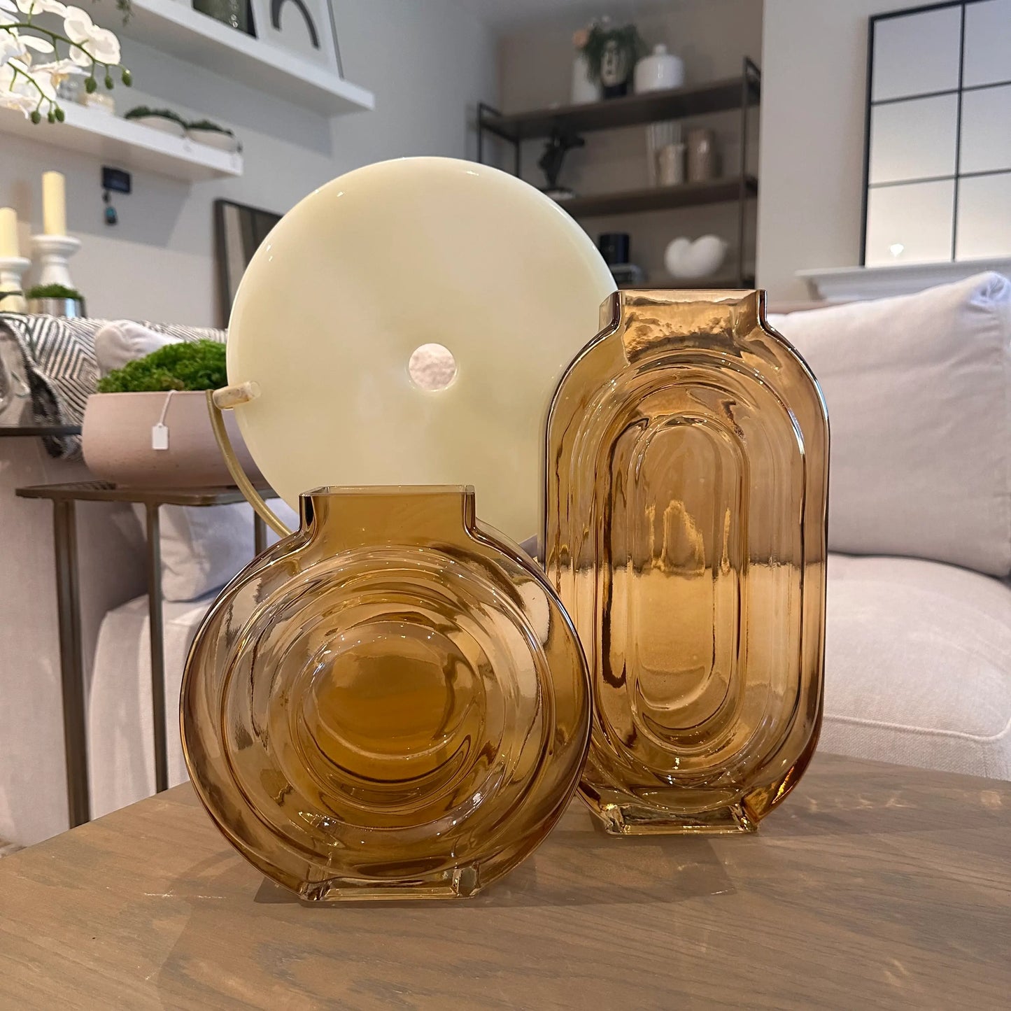 retro-look-oval-glass-vases-in-dark-orange-amber-tone-in-small-and-large-sizes-at-albury-house-interiors-essex