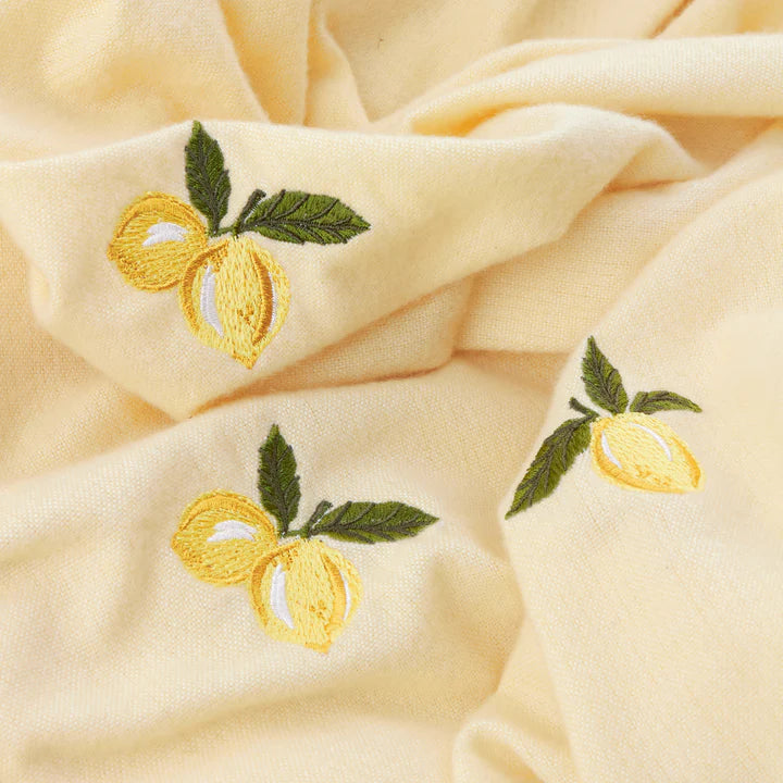 Fruity Embroidered Throw Lemon