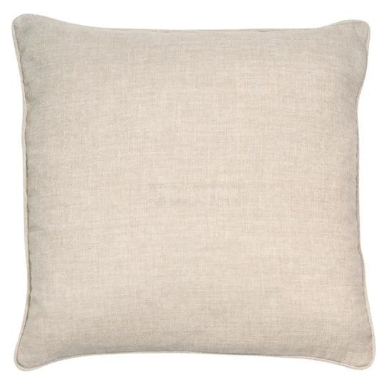 Linen textured square cushion with matching piped edges and feather filled insert at Albury House Interiors homewares in Essex, Hertfordshire and London