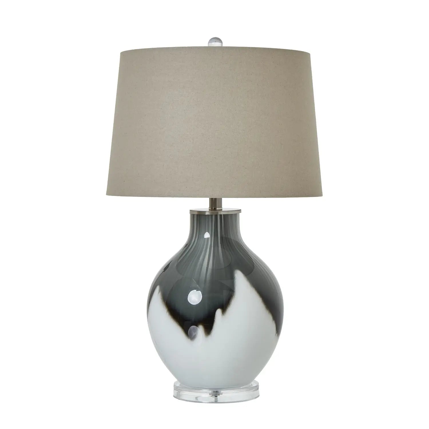 lucca-glass-grey-and-white-abstract-patterned-table-lamp-with-round-linen-shade-at-albury-house-interiors