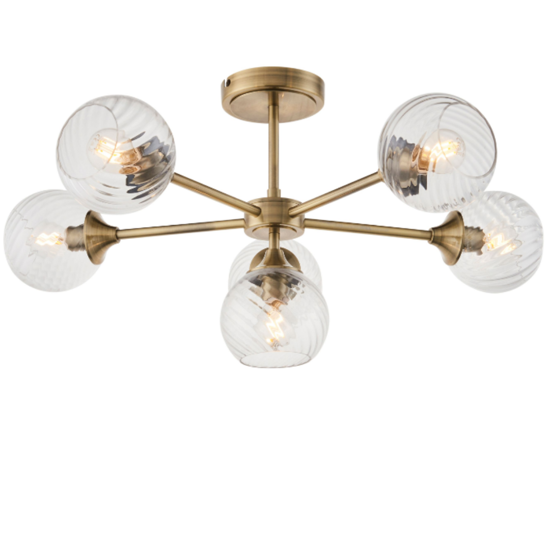 Lustria 6 Arm Pendant Brass