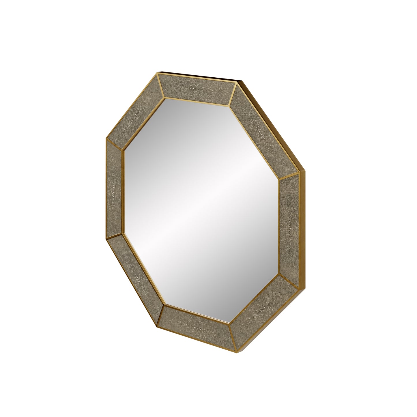 Grey Shagreen Brass Mirror