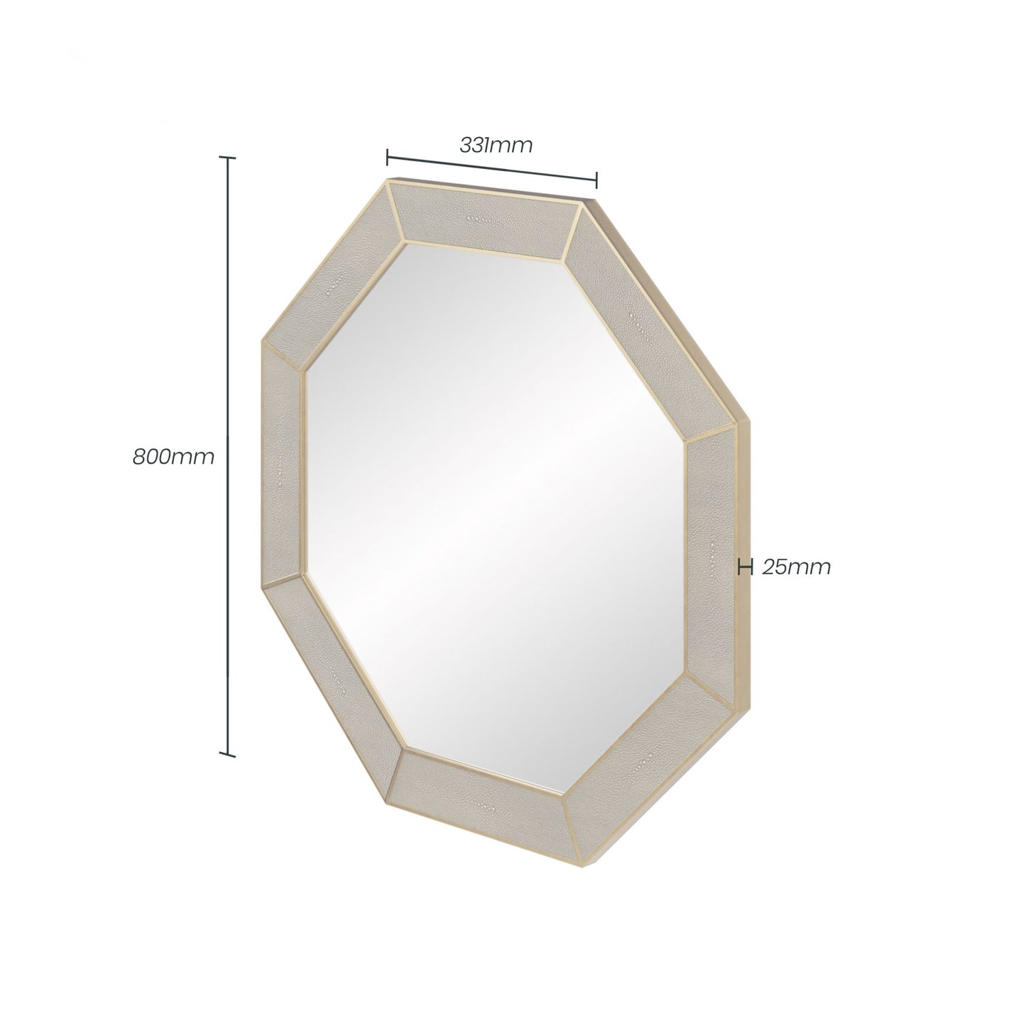 Grey Shagreen Brass Mirror