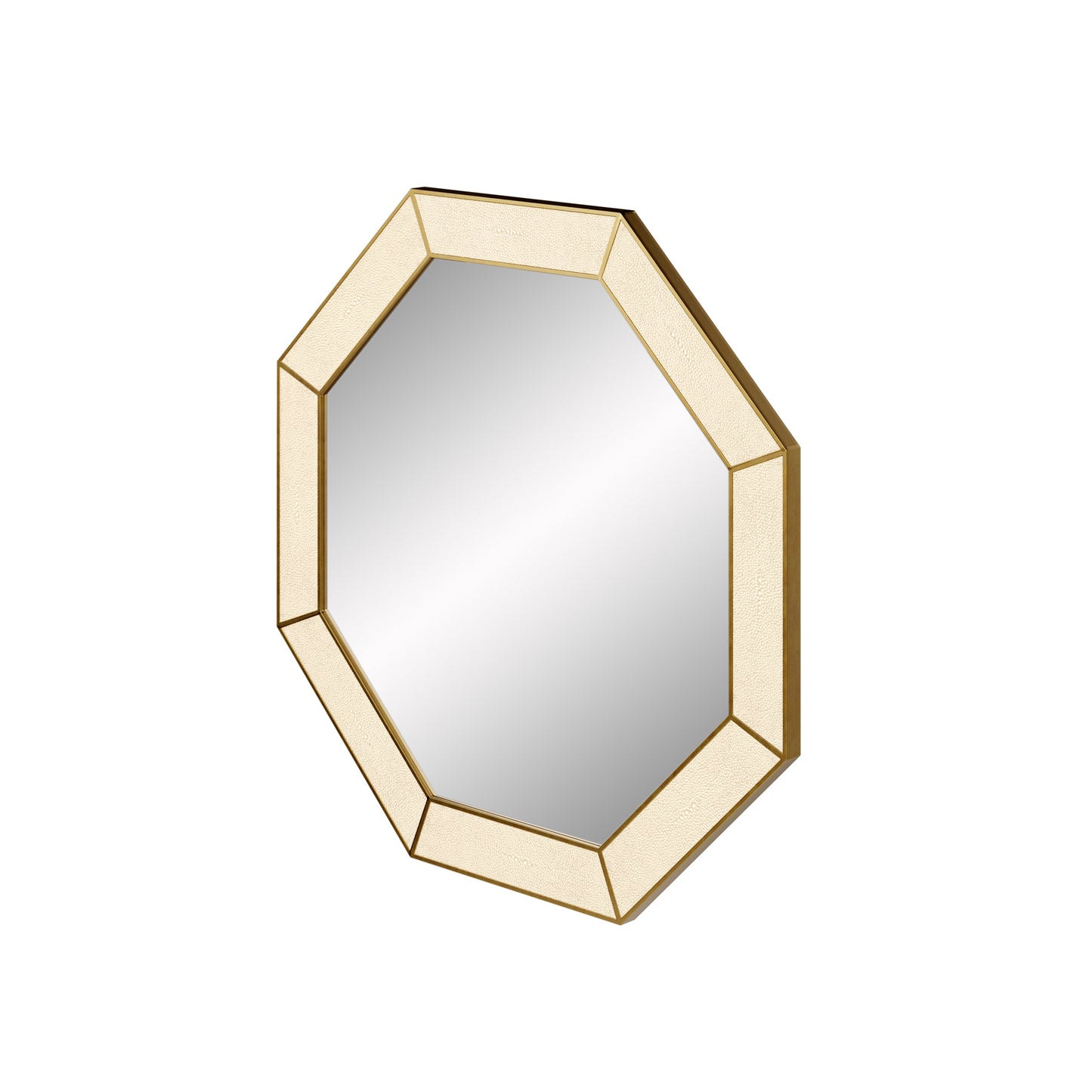 Ivory Shagreen Brass Mirror