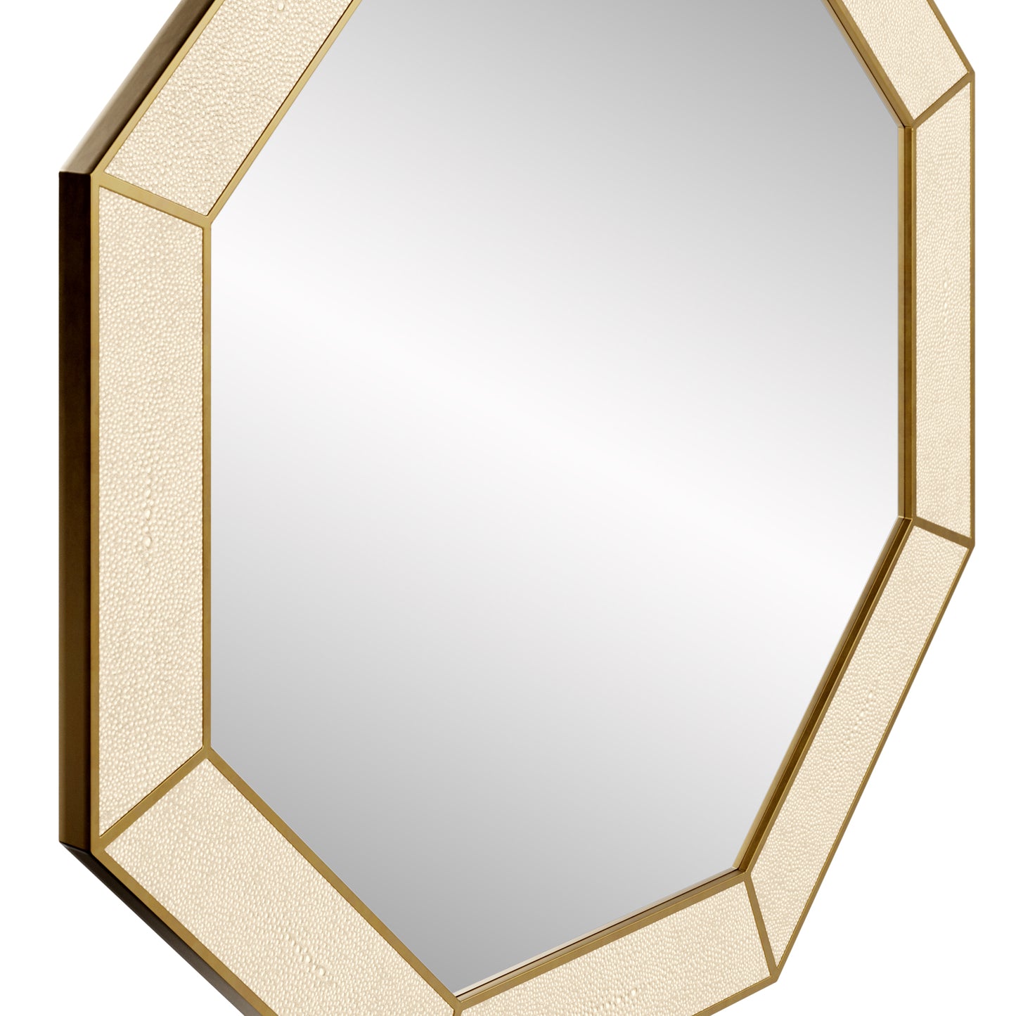 Ivory Shagreen Brass Mirror