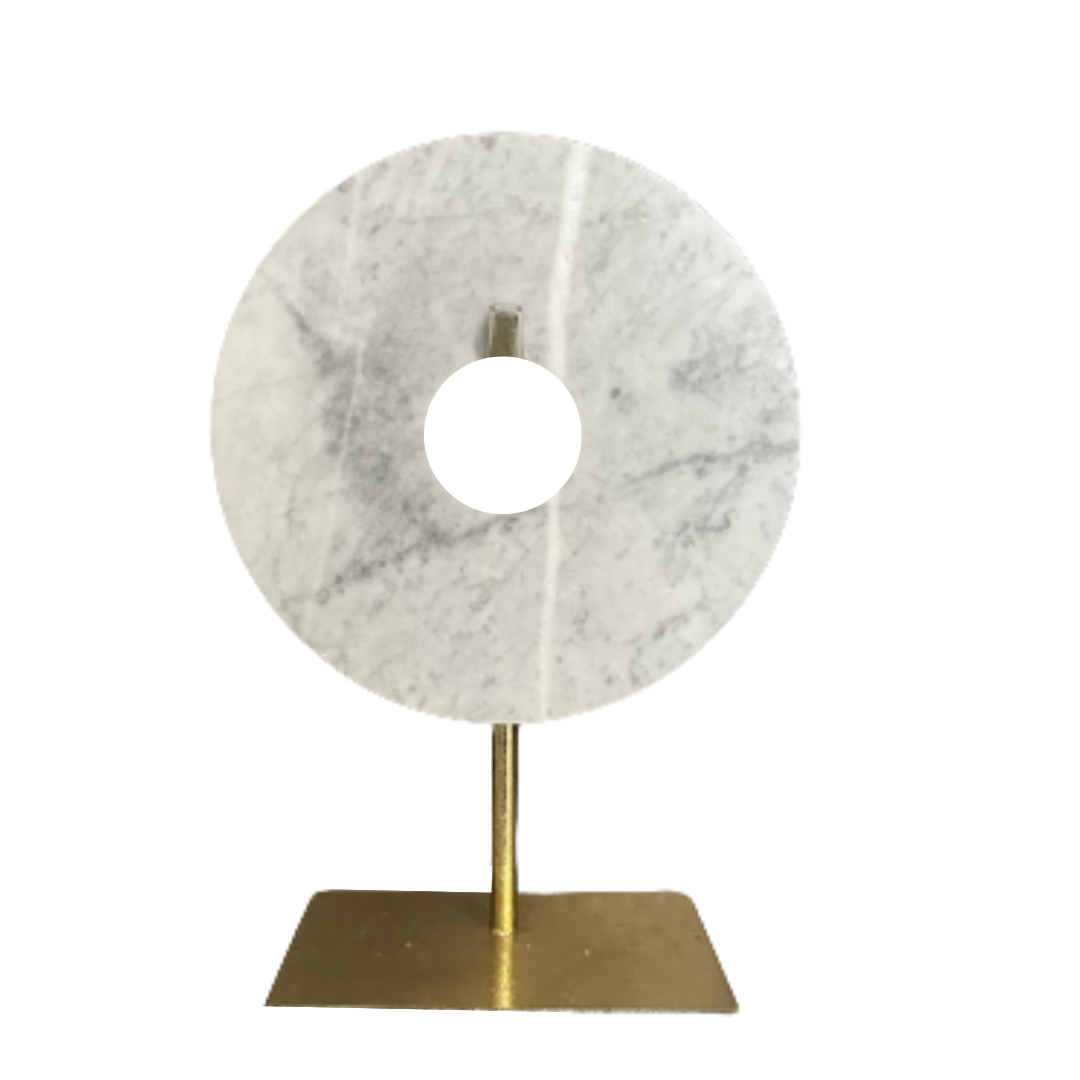 Marble Disc On Gold Stand