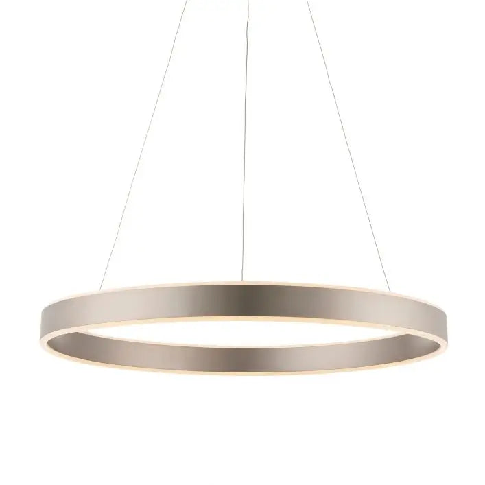 Nickel round halo ceiling light, suspended from thin wires giving a beautiful glow in living rooms, kitchens, bedrooms, dressing rooms. Available at Albury House Interiors, Matching Tye, Essex. 
