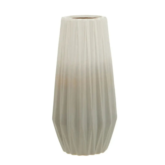 Ombre grey and white ceramic dipped effect vases in size large with abstract detail all over. Available to purchase at Albury House Interiors, Matching Tye Essex. 