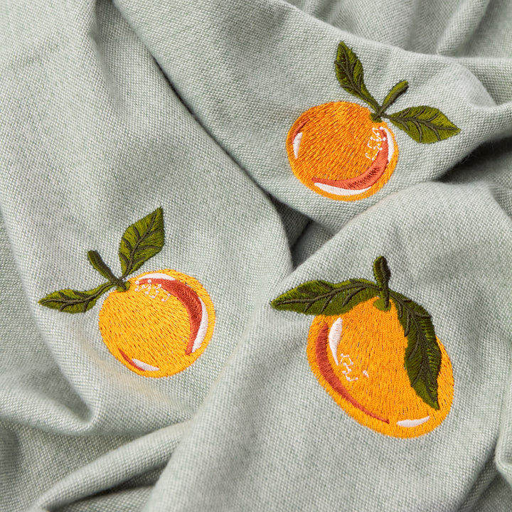 Fruity Embroidered Throw Orange